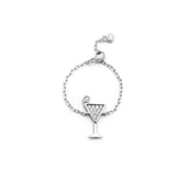 Silver Drink Adjustable Ring, White Rhodium, Premium Cubic Zirconia + Star Gift